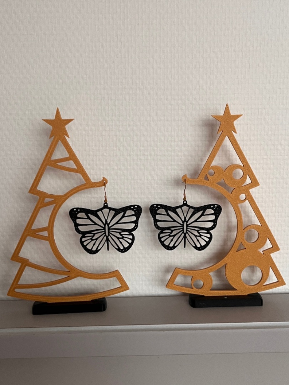 Black Butterfly Drop Earrings - Elegant Cutout Design